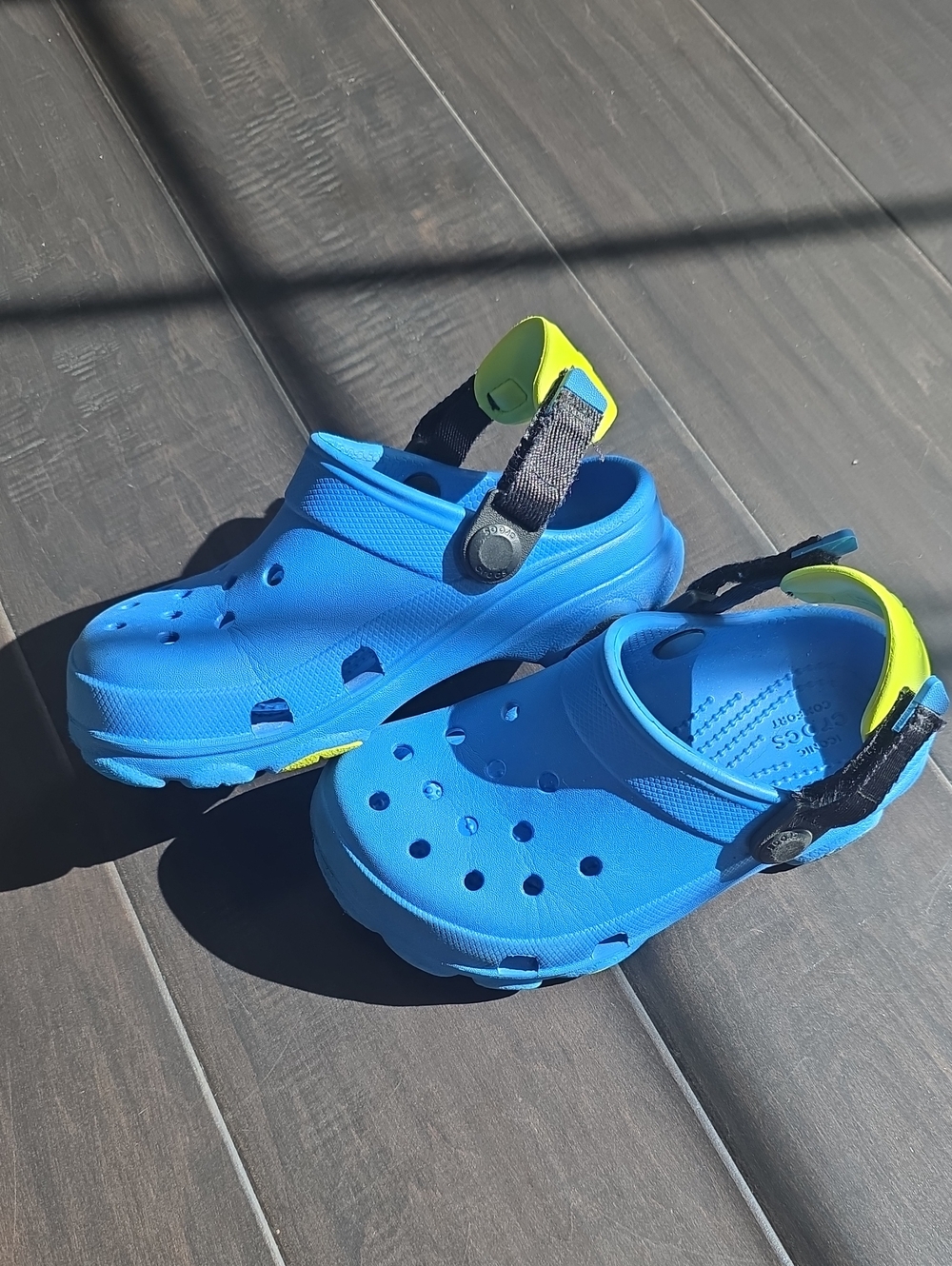 CROCS Kids Water Clogs in Bright Blue with Neon Yellow Accents